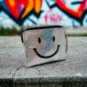Mini zip Portemonnaie Leather Smiley silver metallic