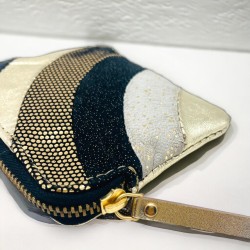 Mini zip Portemonnaie Leder Arc black gold