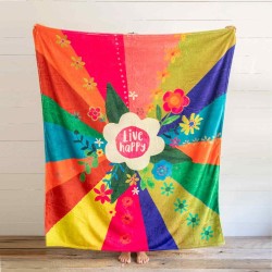 Blanket Cozy live happy Rainbow