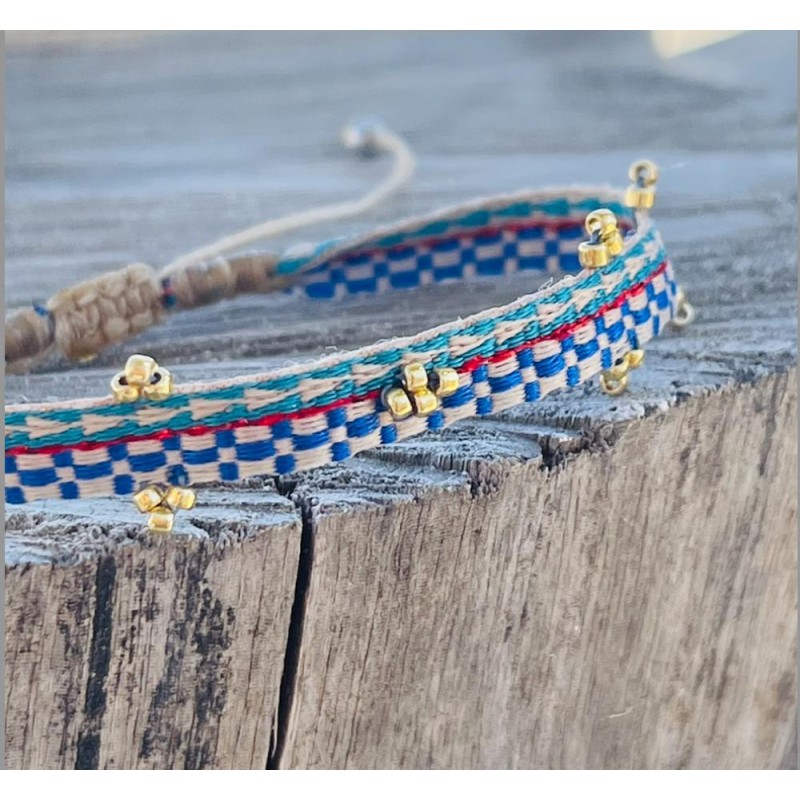 Bracelet Woven Tape 3goldbead turk