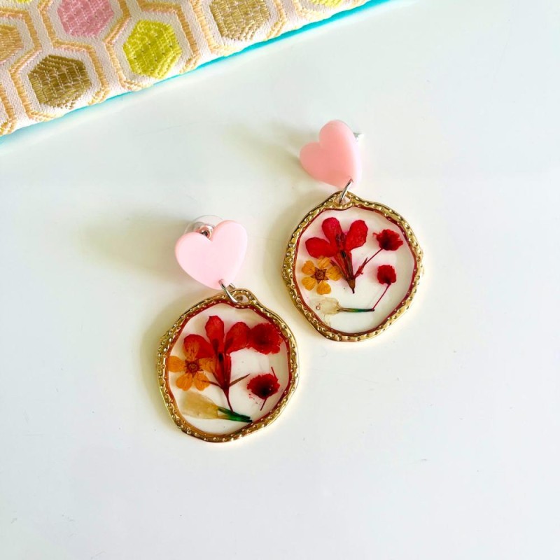 Boucles d'Oreilles Dried flower round