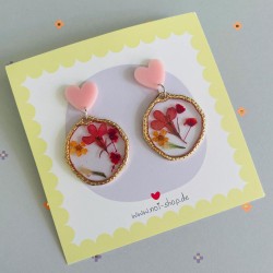 Earrings Dried flower round