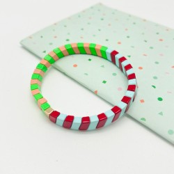 Bracelet colorblock green rose