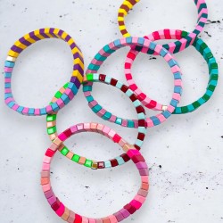 Bracelet colorblock ltblue rose yellow