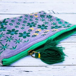 Pochette zip viola flower