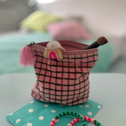 Pochette Zip check apricot