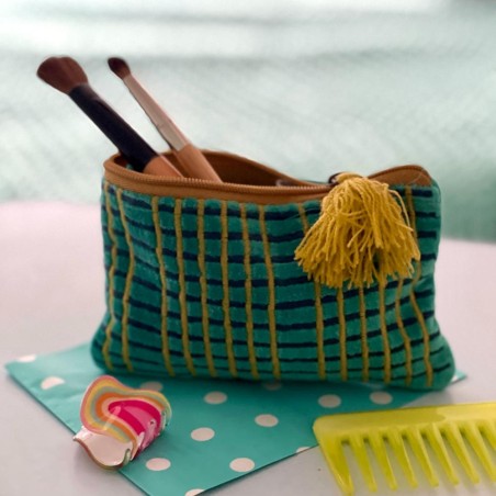 Pochette Zip check forest