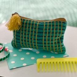 Pochette Zip check forest