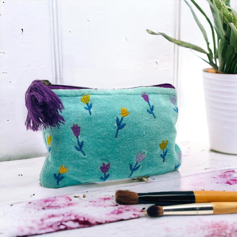 Pochette Zip Streublume ltblue