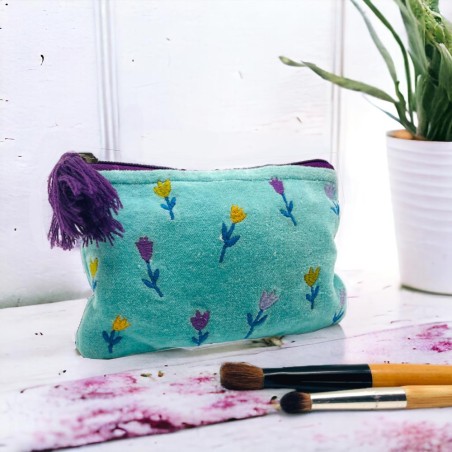 Pouch Zip Streublume ltblue