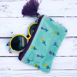 Pochette Zip Streublume ltblue