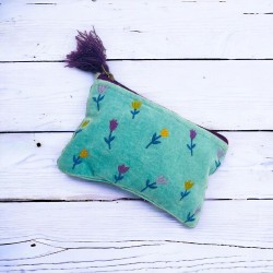 Pouch Zip Streublume ltblue