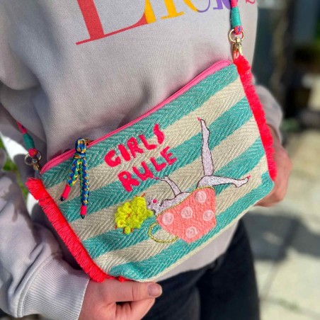 Pochette bandoulière stripe Girls Rule