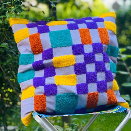 Cushion cover Checks multicolor viola 5050