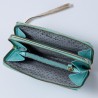 Porte-monnaie Double zip Cuir Millefleur ltblue