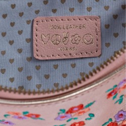 Portemonnaie Double zip Leder Millefleur apricot