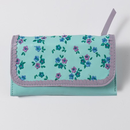 Portemonnaie Leder ind Millefleur ltblue