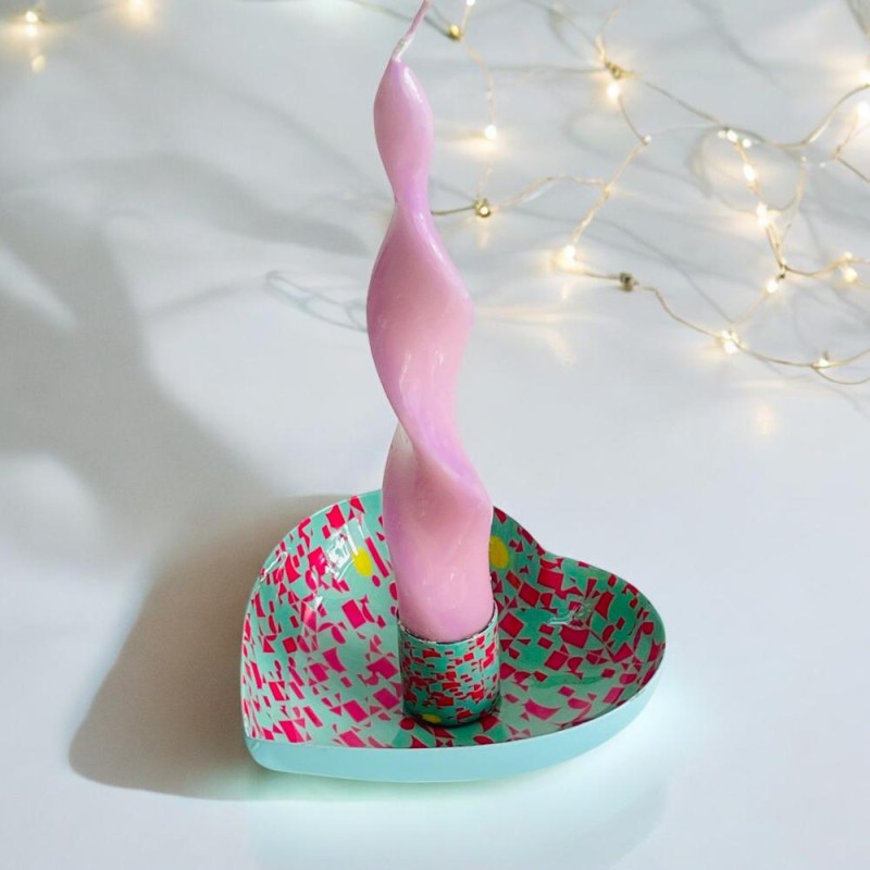 Bougeoir Coeur Print turq Raster