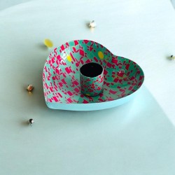 Bougeoir Coeur Print turq Raster