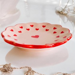 Plate ceramic Heart with hearts