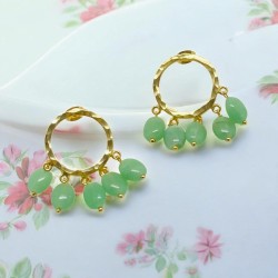 Earrings ART N bead 5 stone seagreen