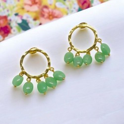 Boucles d'Oreilles ART N bead 5 stone seagreen