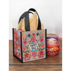 Recycled BagS Happy Bag Teal Folk Flower