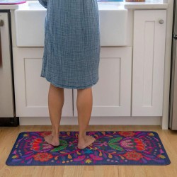 Paillasson Navy Folk Flower