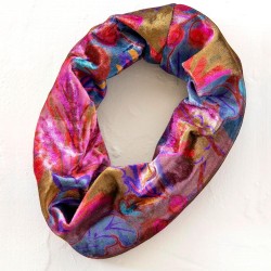 Bandeau cache-oreilles Boho Velours Pink Red Folk Floral