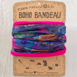 Headband, hairband Boho Half Bandeau Fleece Purple Floral