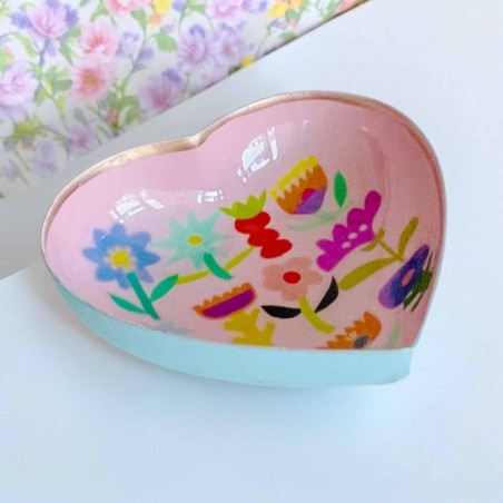 Trinket Dish heart Bold Flowers