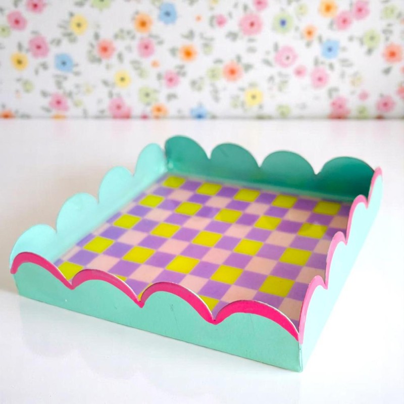 Decorative tray check scallop mint Sale