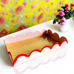 Vide Poche rec rayé scallop pink SALE