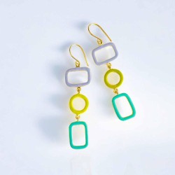 Earrings ART N bead viola geometric enamel