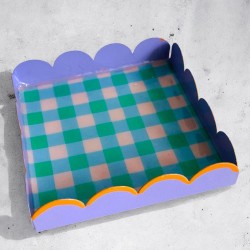 Decorative tray check scallop viola SALE