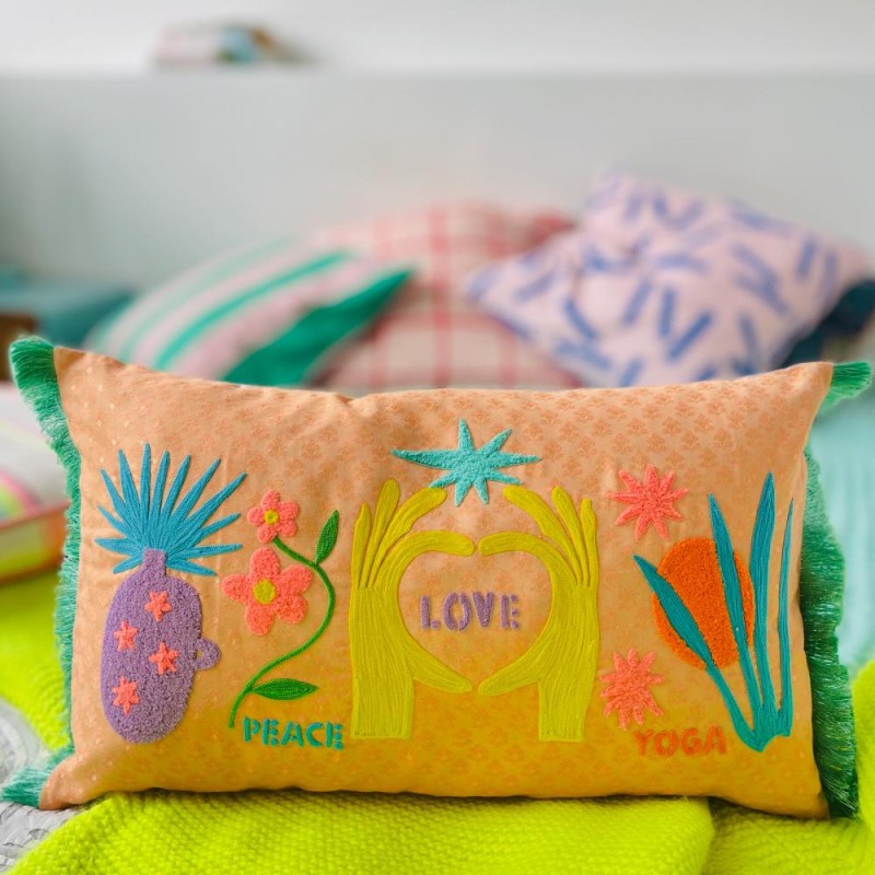 Housse De Coussin Peace Love Yoga 5050