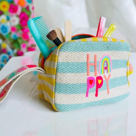 Zip pouchyellow stripe Happy