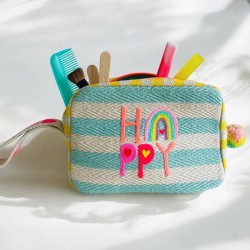 Zip pouchyellow stripe Happy