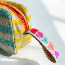 Pochette zippée yellow stripe Happy