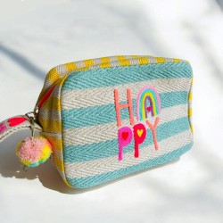 Pochette zippée yellow stripe Happy