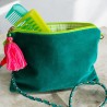 Täschchen zip Velvet Geoflower smaragd