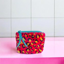 Pouch Mini Zip Velvet Leo