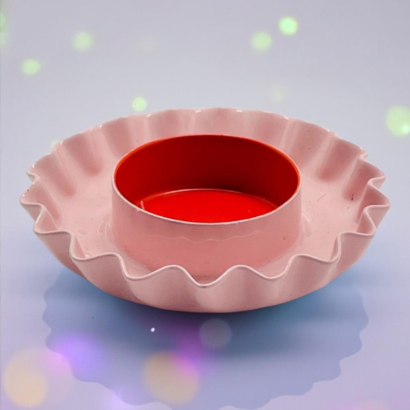 Candle Holder Flower Bicolor Enamel Rosa Orange