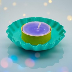 Candle Holder Flower Bicolor Enamel Green Yellow