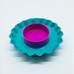 Candle Holder Flower Bicolor Enamel Turquoise Viola