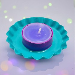 Candle Holder Flower Bicolor Enamel Turquoise Viola