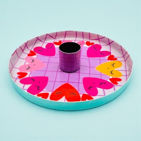 Candle Holder Print Hearts