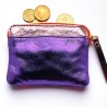 Mini zip Wallet Leather Metallic pinki