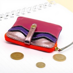 Mini zip Portemonnaie Metallic pink