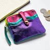 Mini zip Wallet Leather Metallic multi